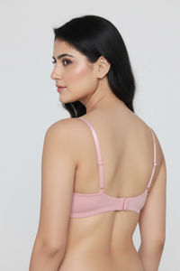Zivame Double Layered Non Wired 3/4Th Coverage T-Shirt Bra - Silver Pink — thumbnail 5